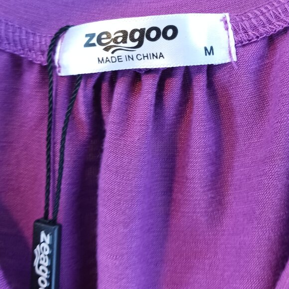 #90 3/$18 - NWOT Zeagoo Purple Short Sleeve Top Size M - Picture 5 of 5